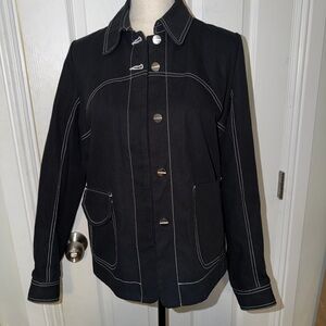 LOROD Black High End Denim Jacket with Contrast Stitching